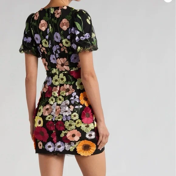 Adelyn Rae Pink and Yellow Puff Sleeve Mini Dress - Picture 4 of 6